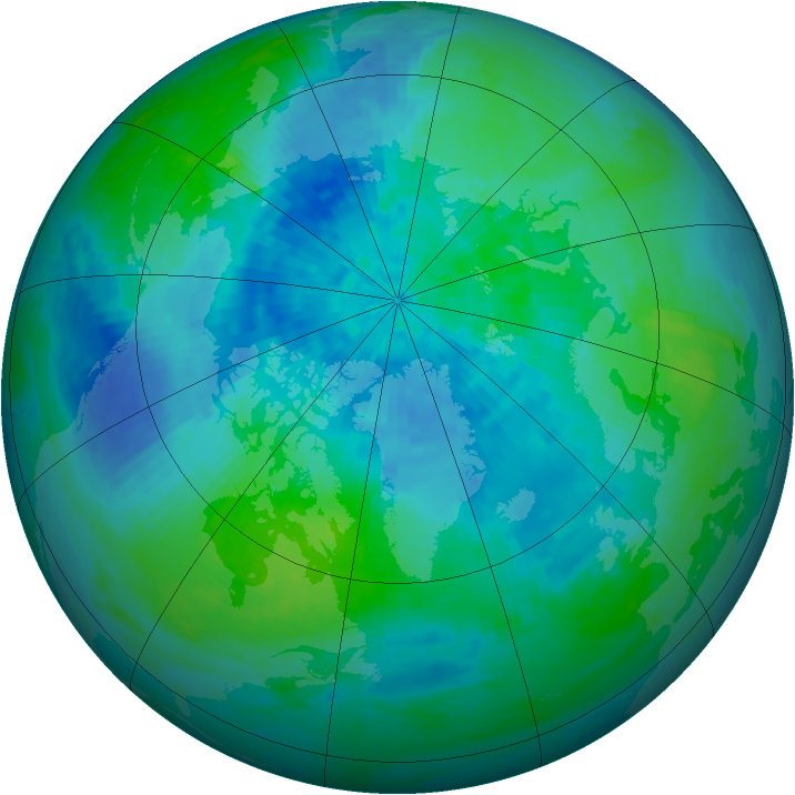 Arctic ozone map for 07 September 1993